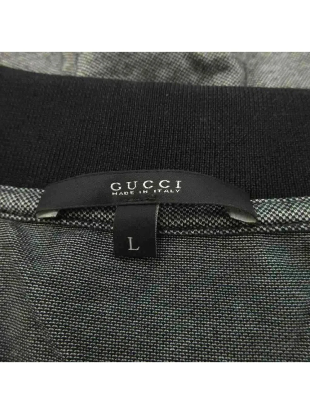 Gucci Polo Shirt Long Sleeve Black Embroidery Pocket Ribbed Collar NP